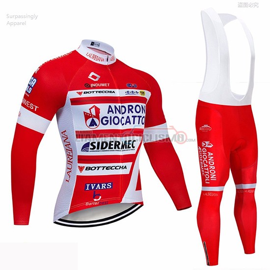 Abbigliamento Ciclismo Androni Giocattoli Manica Lunga 2019 Rosso Bianco